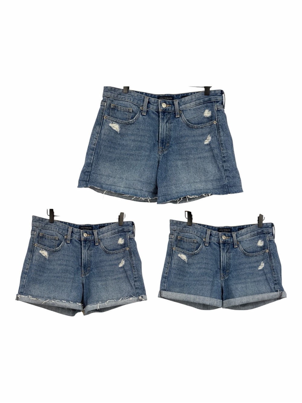 Lucky Brand Boyfriend Distressed Denim Cutoff Shorts - 8/29 - Medium Wash - VGC